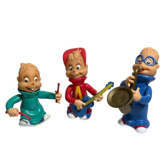 Alvin & The Chipmunks Musical Figures PVC 1991 Rock Stars Simon Theodore Vintage - Picture 1 of 14